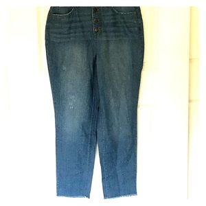 Rachel Hollis Buttonfly Raw Hem Jeans 10